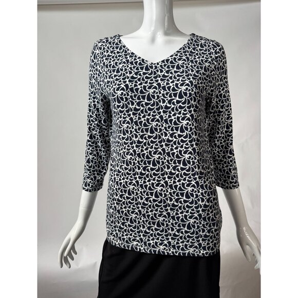 Black & White Floral Pattern Womens Top - Picture 8 of 16